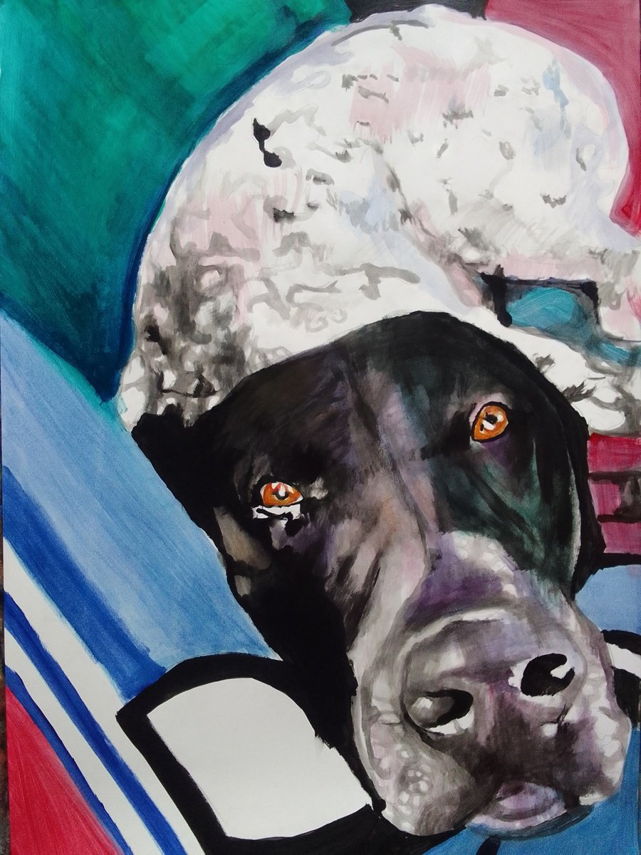 Photorealistic Animal Acrylic Painting By Soso Kumsiashvili, 24 X 33", German Shorthaired Pointer, Original Artwork