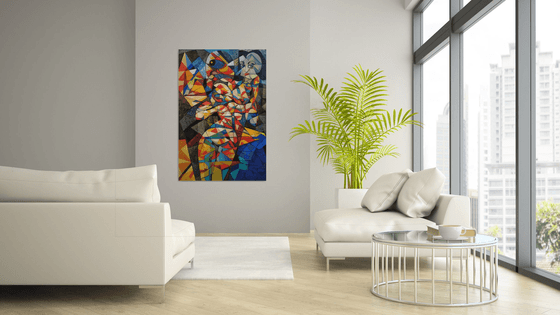 Italian girl (80x120cm, cubism, oil painting)
