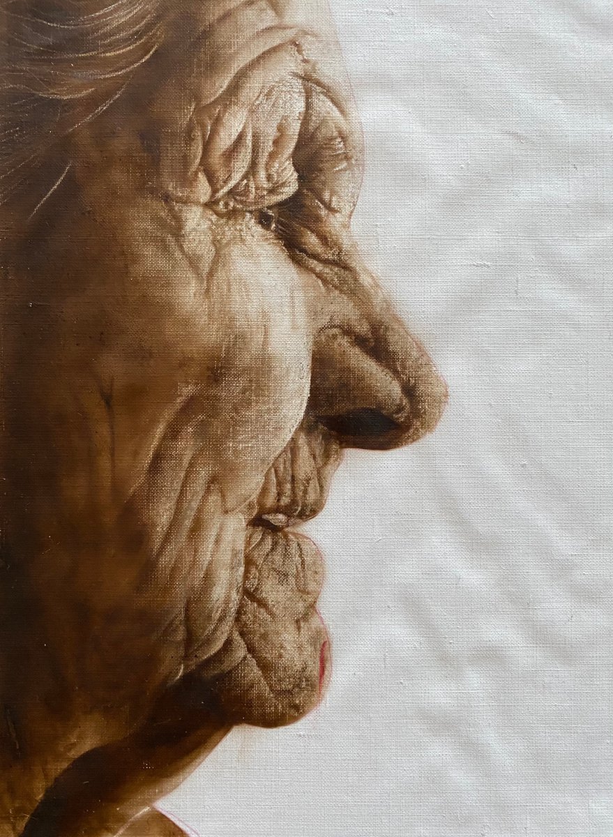Monochromatic portrait of an old lady by Dolgor Dugarova