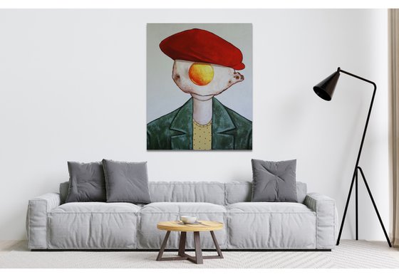 Egg boy in red hat