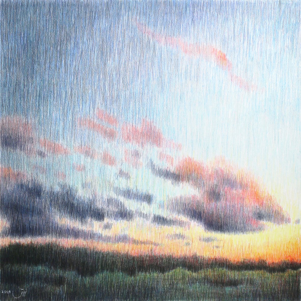No.187, Sunset Drawing by sedigheh zoghi