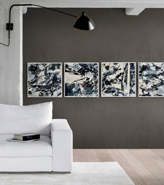 Abstract No. 421 black and white - set of 4