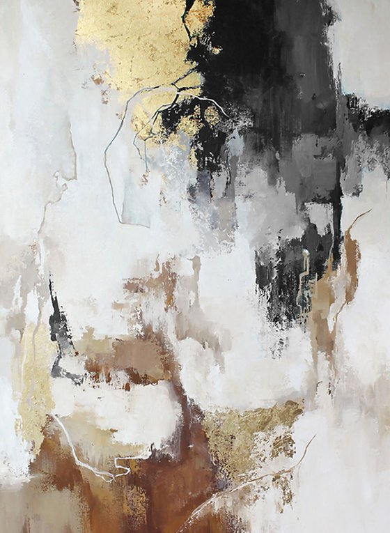 "Gray Flux 2" Gray gold abstract acrylic art