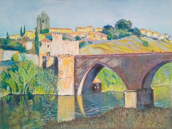 Sunlit Toledo's Town Bridge