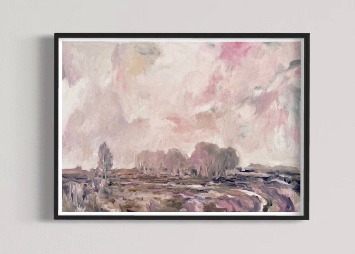 Impressionistic Landscape Oil Painting By Irina Zelenina, 28 X 20, Pink Dawn Original, Original Artwork