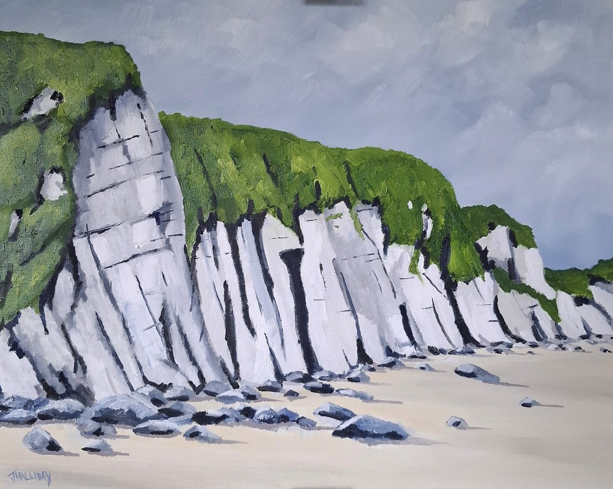 Impressionistic Landscape Oil Painting By John Halliday, 20 X 16, White Rocks, Original Artwork