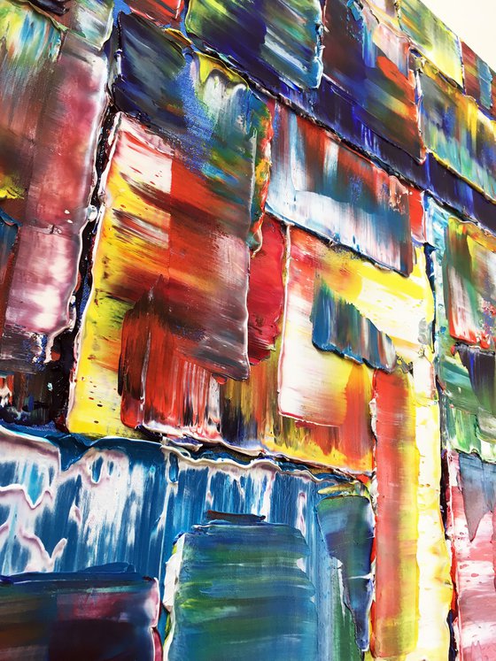 "Check Us Out" - FREE International Shipping/Discount USA Shipping - Original Xt Large PMS Abstract Diptych Oil Paintings On Canvas - 120" x 48"