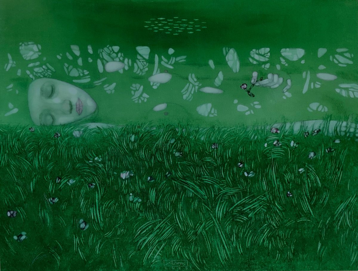 Urban And Pop Portrait Oil Painting By Anna Bulkina, 35 X 28, Silent Splash, Original Artwork