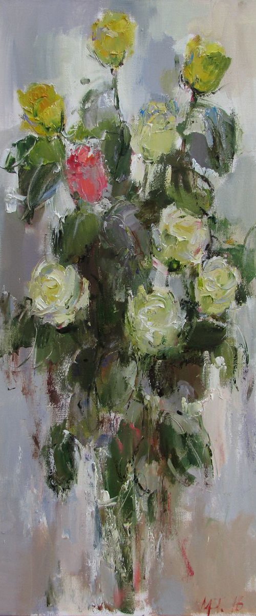 White roses by Nelina Trubach-Moshnikova