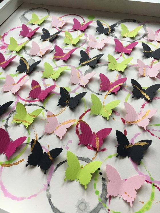 Butterfly Wine (Magenta, Pink, Black and Green)