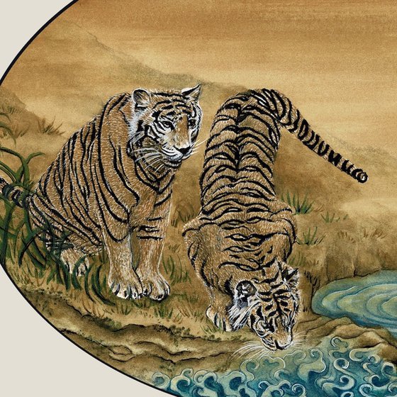 Tiger's At The Water's Edge