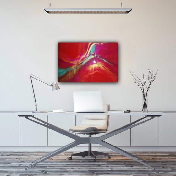 Love Vibrations red abstract painting