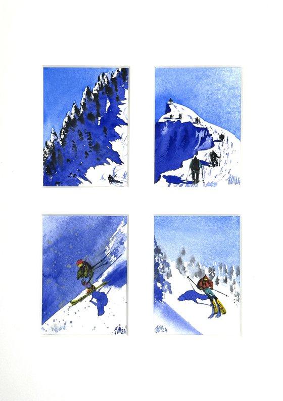 ACEO. THE TOP OF THE ALPINE MOUNTAINS