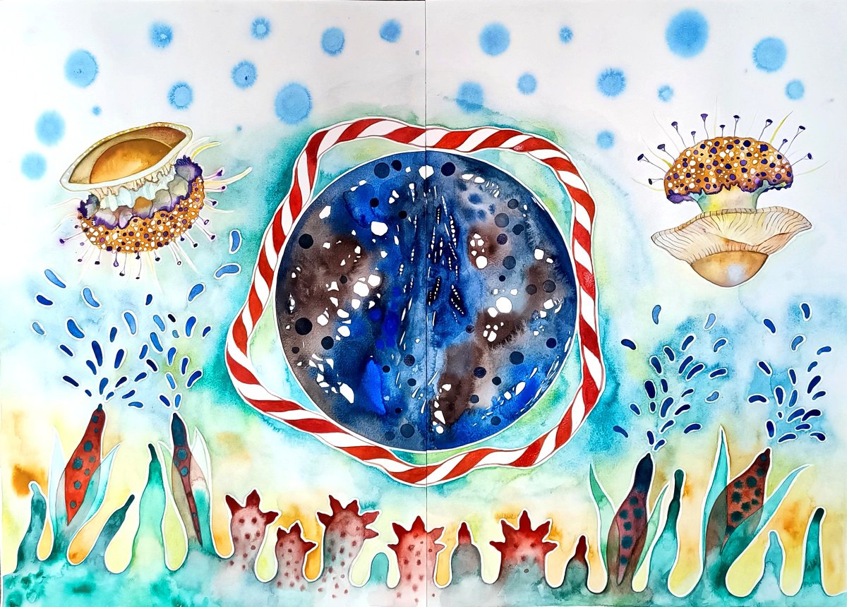 Organic Abstract Watercolour By Ilaria Finetti, 28 X 20, Viaggio In Bolla 2, Original Artwork