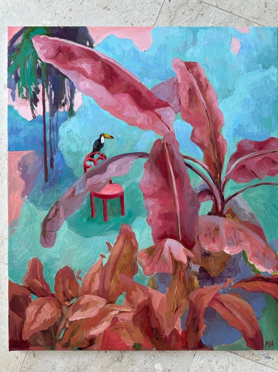 landscape with pink  leaves