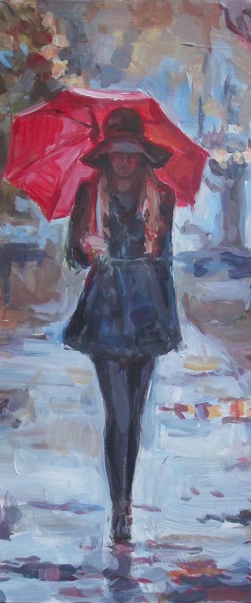 Lady with umbrella by Vachagan Manukyan