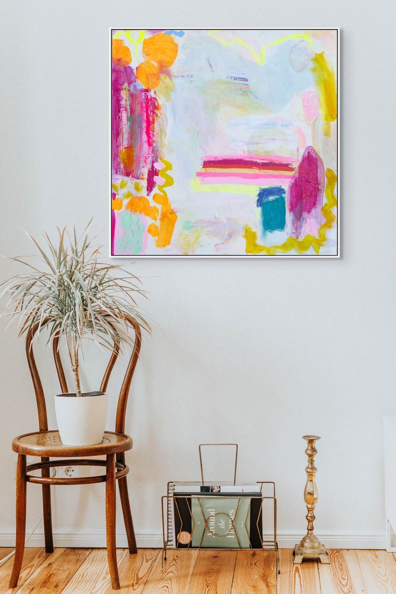 Organic Abstract Acrylic Painting By Kathryn Sillince, 32 X 32", 