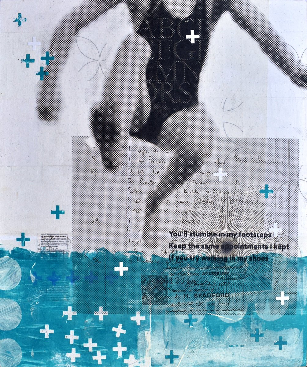 Portrait Collage By Manel Villalonga, 18 X 22", 247 Walking In My Shoes, Original Artwork