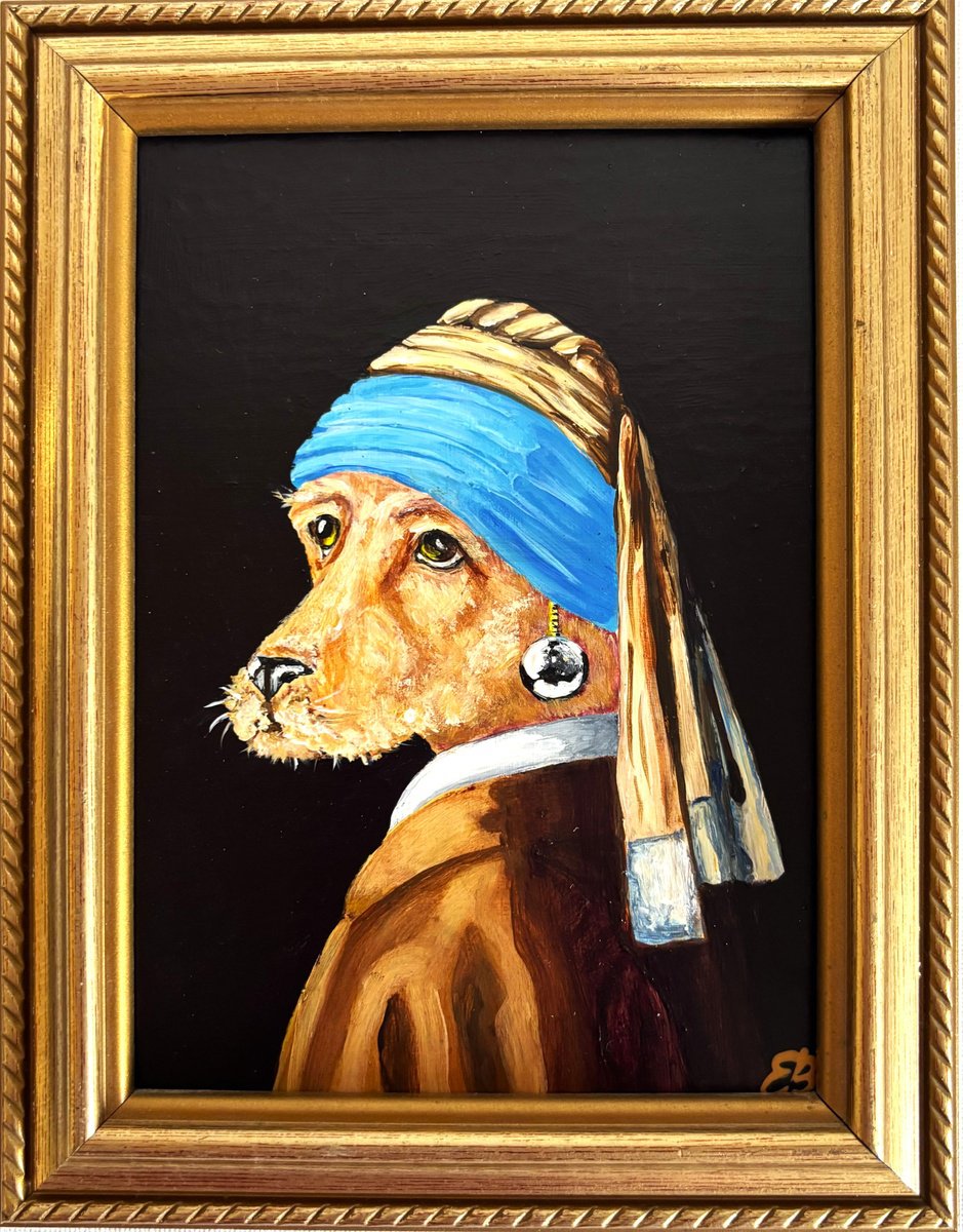 Dog With A Pearl Earring #26 By Lena Smirnova, 6 X 8, Artwork For Sale On Artfinder