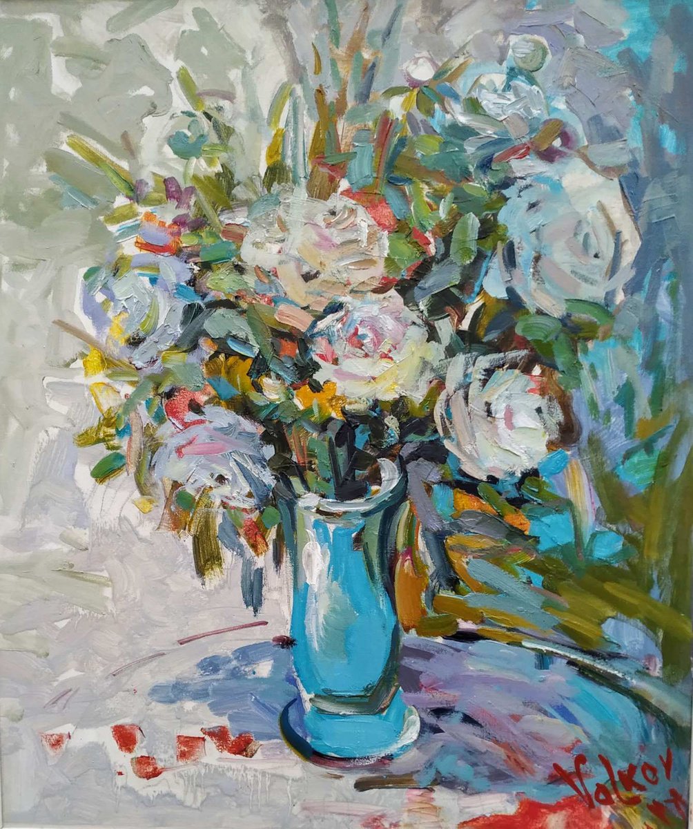 Bouquet in a glass vase by VIKTOR VOLKOV