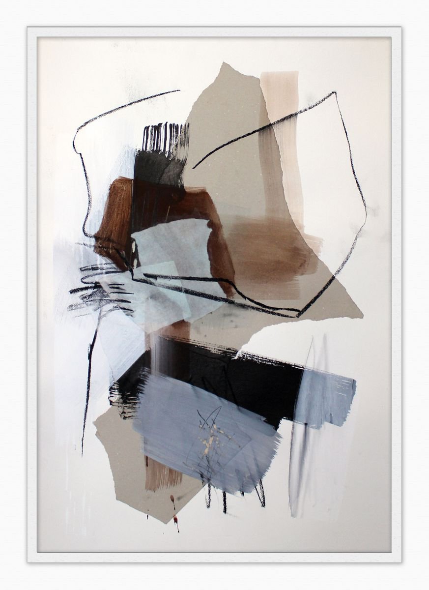 Abstract Collage By T Kyomu, 28 X 39", Africa Ii, Original Artwork