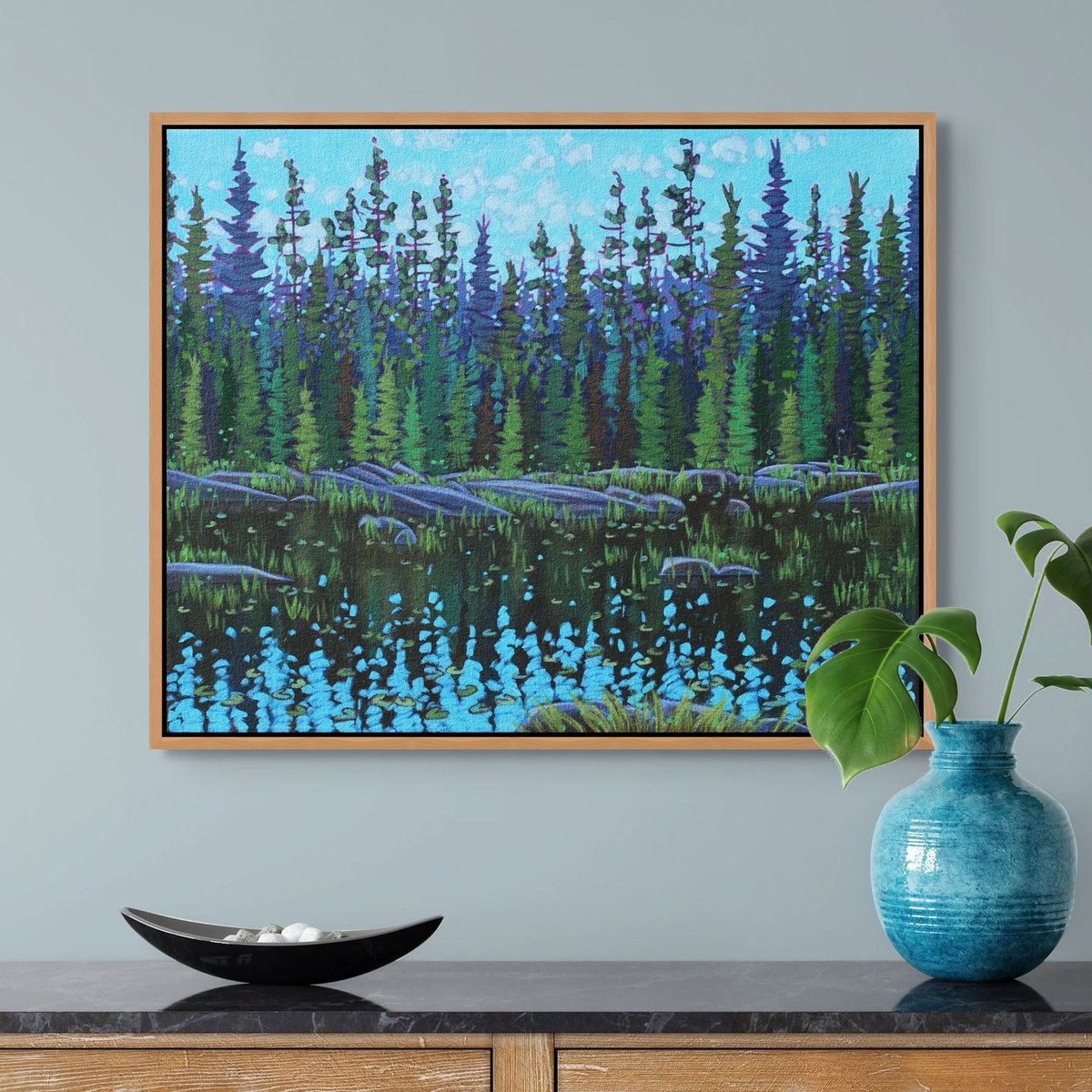 Impressionistic Landscape Acrylic Painting By Sage Mountain Studio, 30 X 24", Deep In The Woodland, Original Artwork