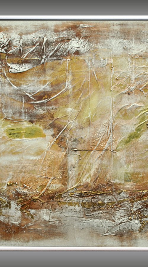 Golden Landscape  - Abstract Art - Acrylic Painting - Canvas Art - Framed Painting - Abstract Painting - Industrial Art by Edelgard Schroer