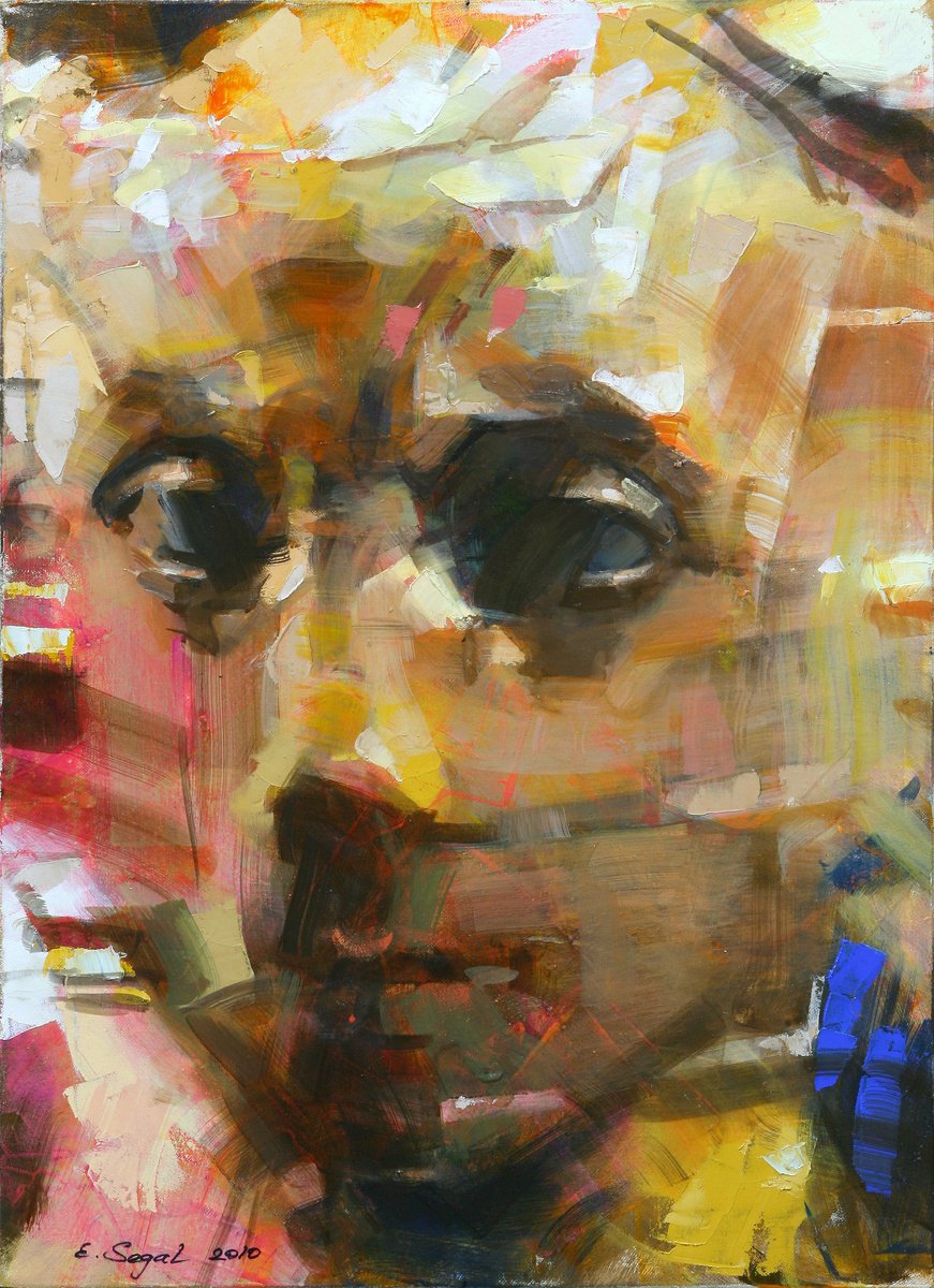 Expressive Oil Painting , Golden Head By Eugene Segal, 20 X 28, Artwork For Sale On Artfinder