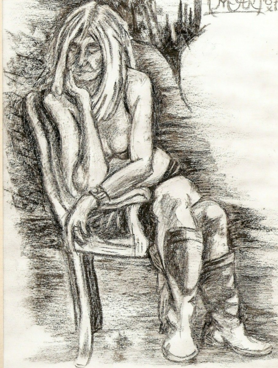 Illustrative Portrait Drawing By Richard Meyer, 11 X 14", Tanya With Crossed Legs, Original Artwork