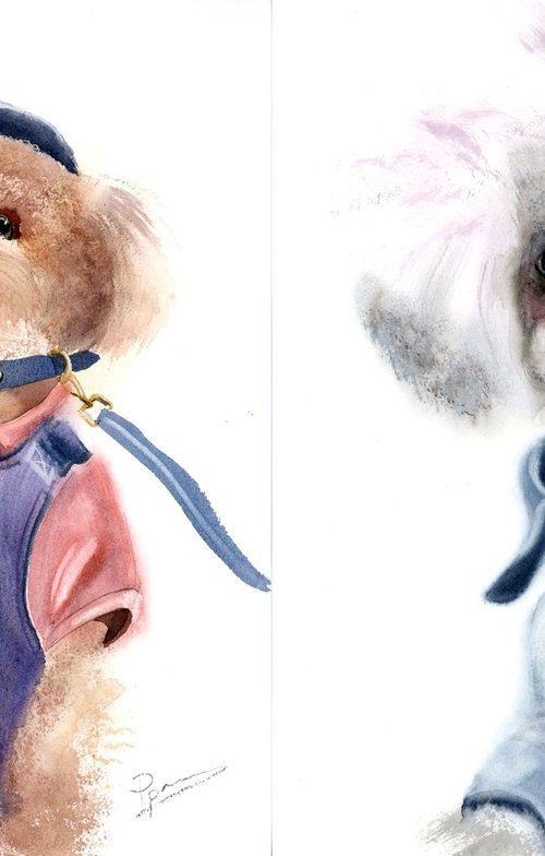 Cute Dogs Diptych by Olga Tchefranov (Shefranov)