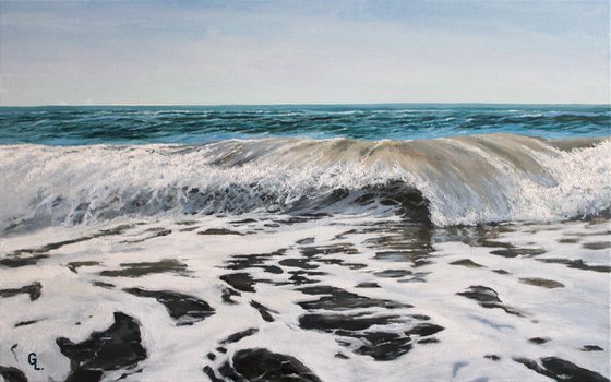 FOAMED WAVES 2. 80x50. SEA. ORIGINAL OIL PAINTING, GIFT