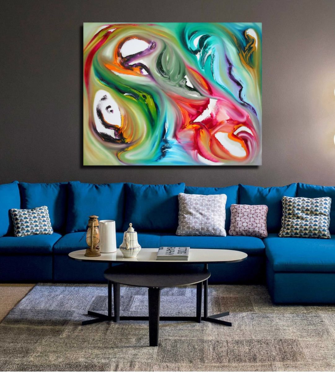 Infinity, 100x80 cm, LARGE XXL, Original abstract painting, oil on canvas by Davide De Palma