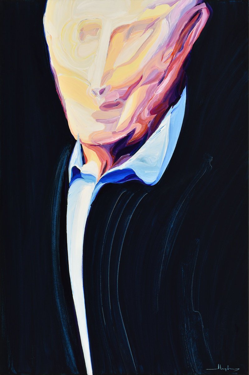 Expressive Portrait Acrylic Painting By Alex Nizovsky, 24 X 36, Media Ghosts / The Candidate, Original Artwork