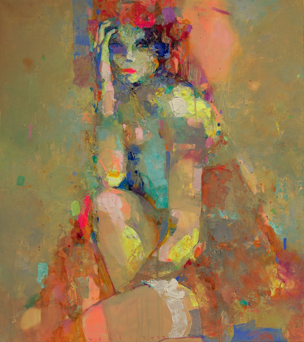 Lady With Garter By Victor Sheleg, 35 X 39, Artwork For Sale On Artfinder