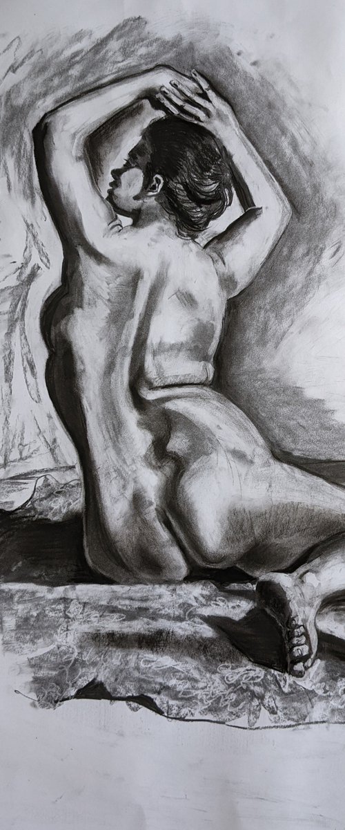 Seated nude. by Lotz Bezant