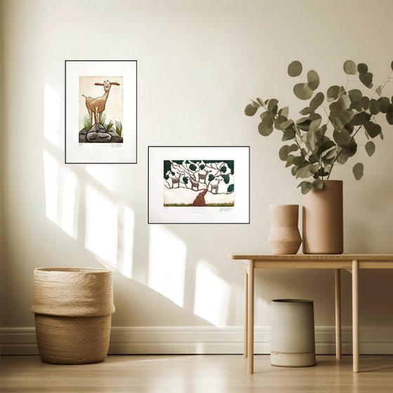 a set of Goat prints