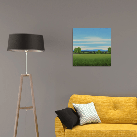 Summer Green Field - Blue Sky