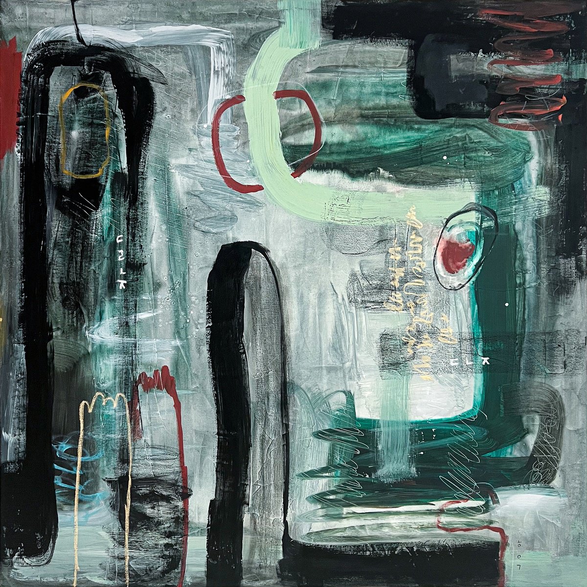 Abstract Acrylic Painting By Hyunah Kim, 40 X 40, Auditus, Original Artwork