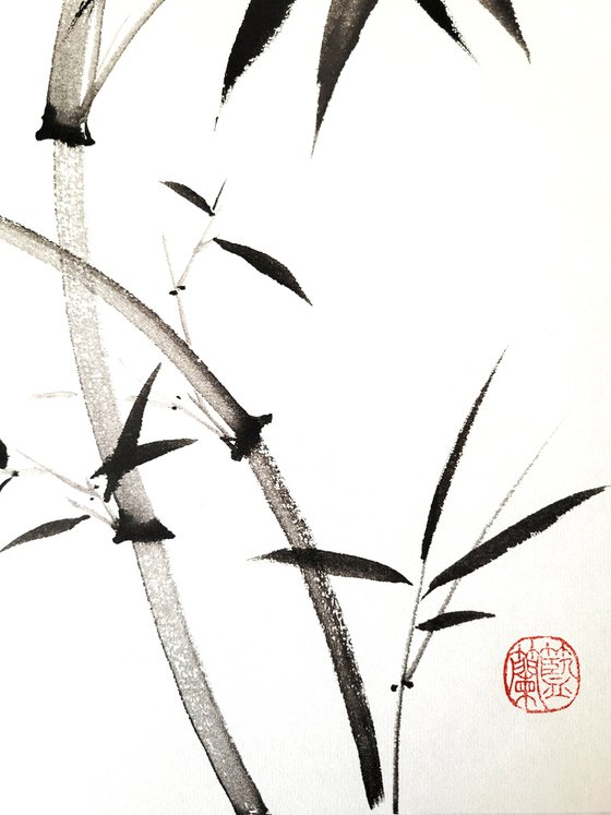 Two intersecting bamboo trunks