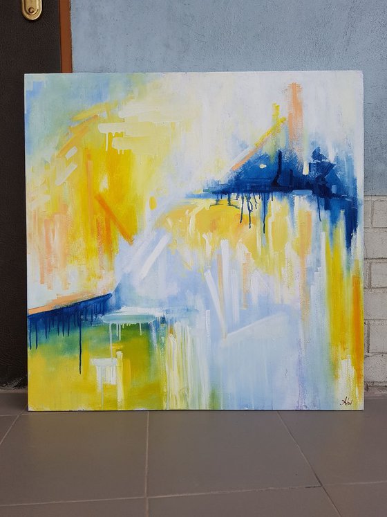 Abstract landscape Code: I love you, 80×80 cm, original, Free shipping