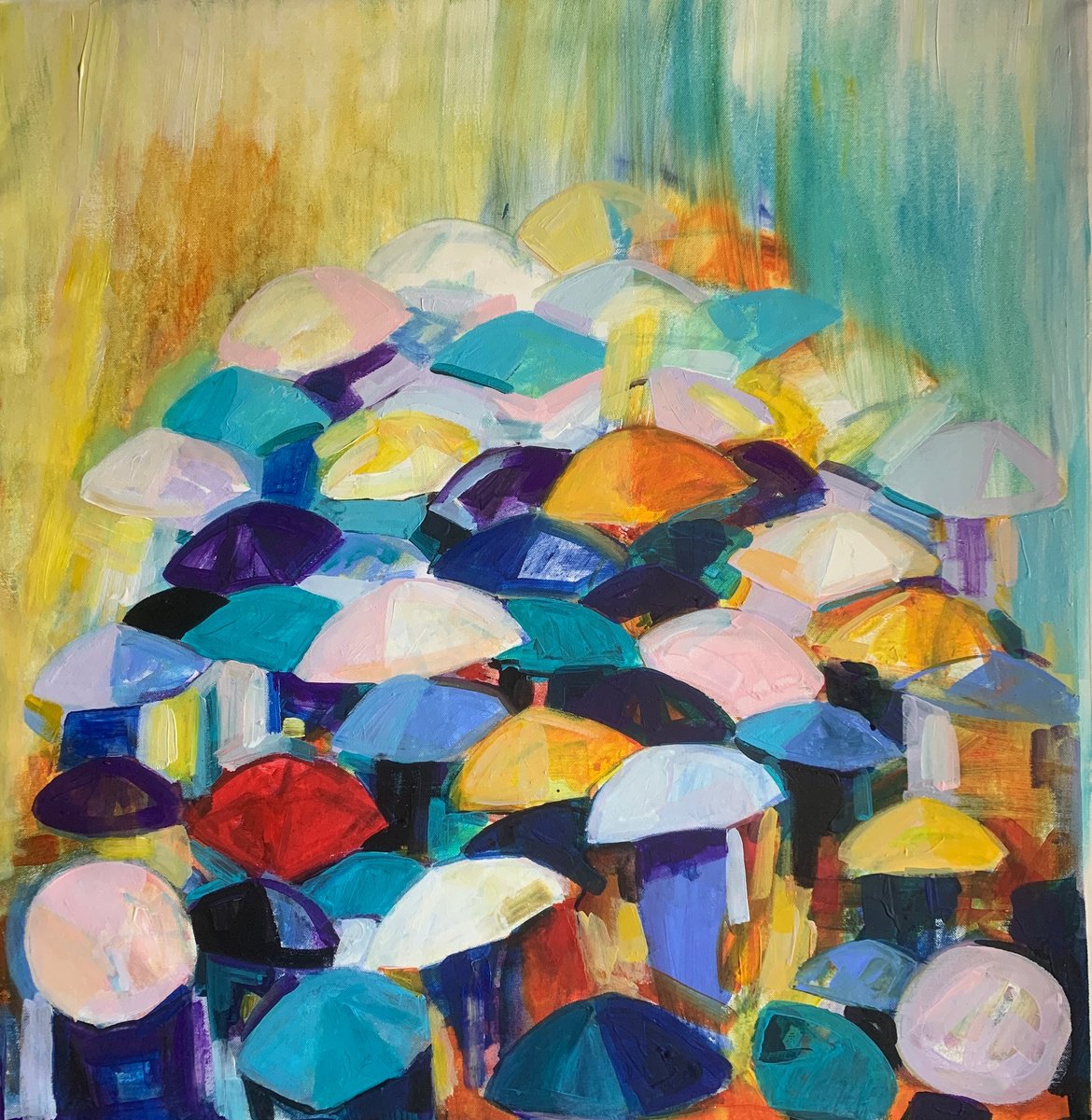 Impressionistic Portrait Acrylic Painting By Olga Pascari, 30 X 31", Nostalgic, Original Artwork