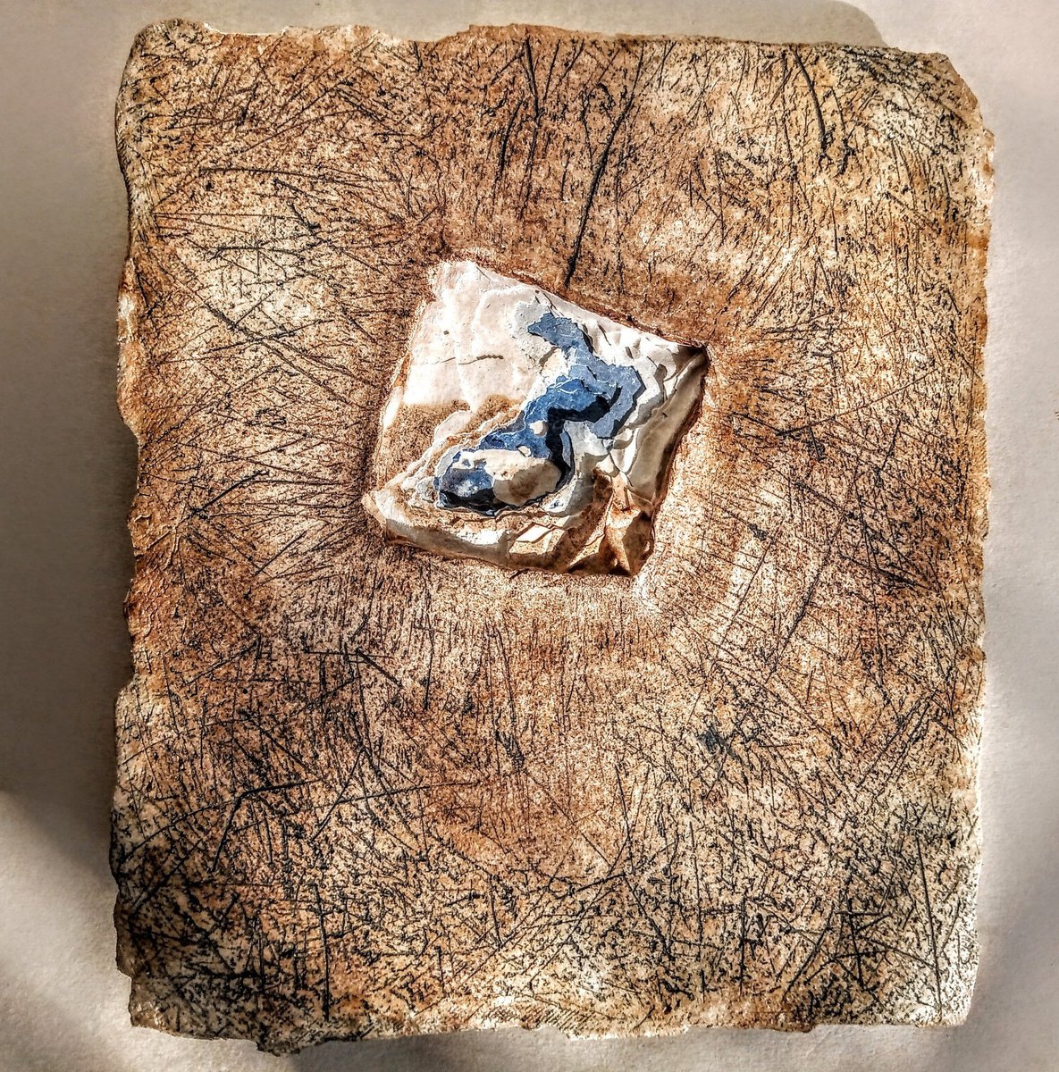 Abstract Relief By Rossitza Trendafilova, 11 X 13", "Contemporary Archaeology", Original Artwork