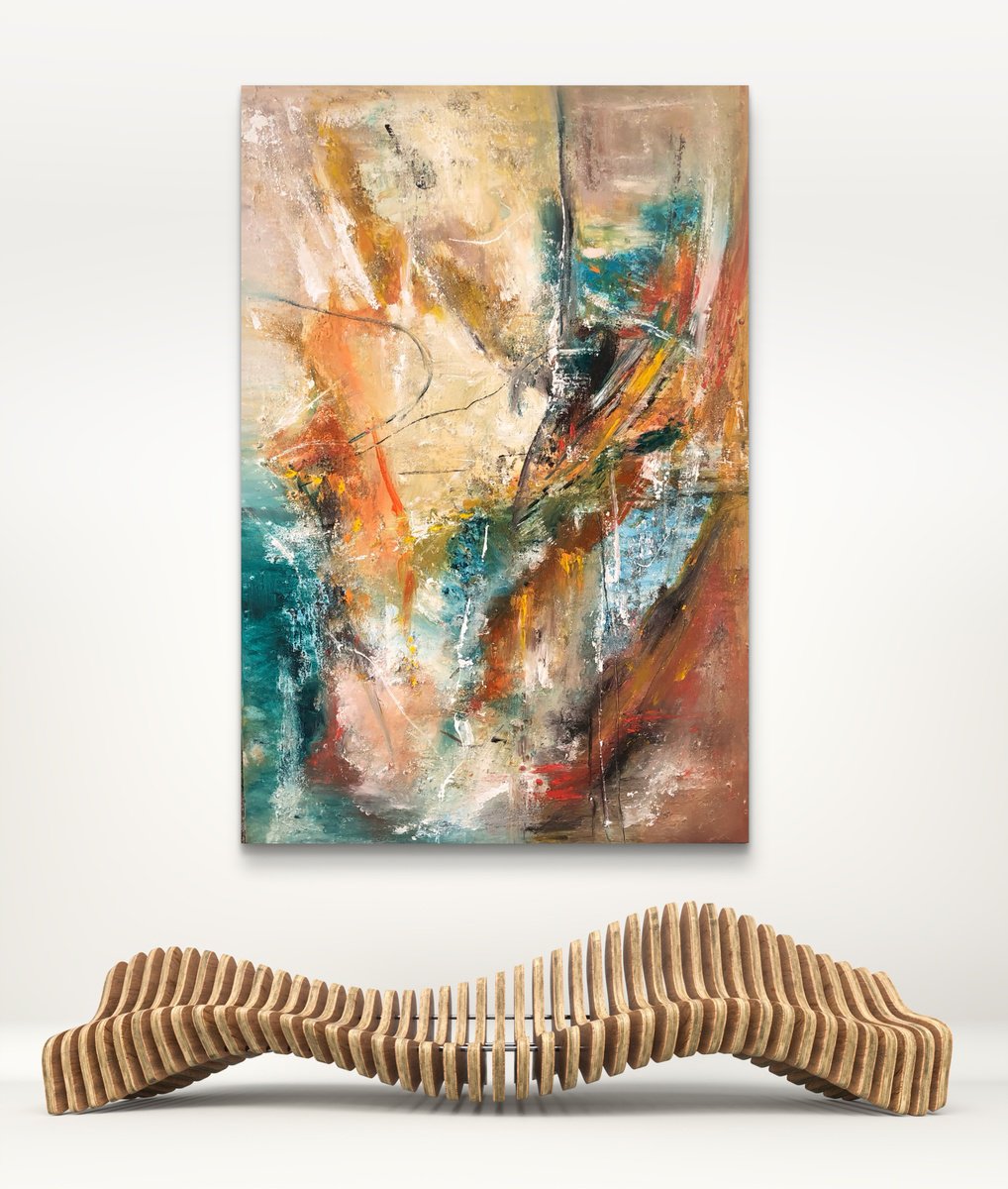 Abstract Acrylic Painting By Snezana Djordjevic, 31 X 47", Keeper Of Your Dreams-3, Original Artwork