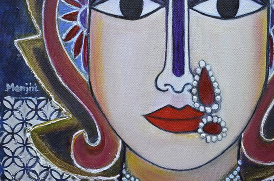 Goddess Shantadurga vibrant painting on canvas