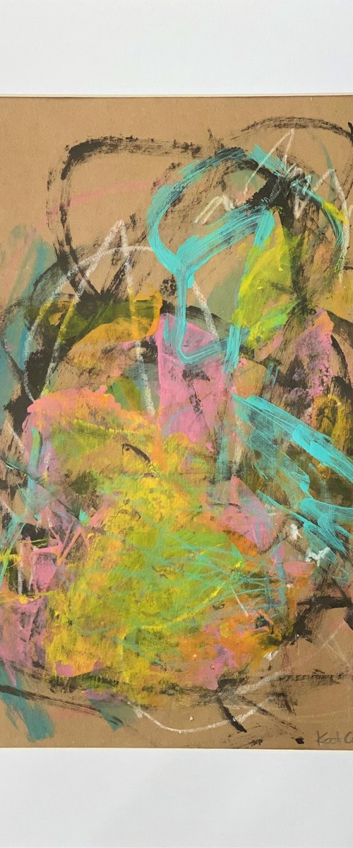 Hidden Gems 23 - brightly colored energetic bold abstract painting raw art by Kat Crosby
