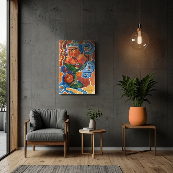 Pomegranates in an Emerald Crystal Vase