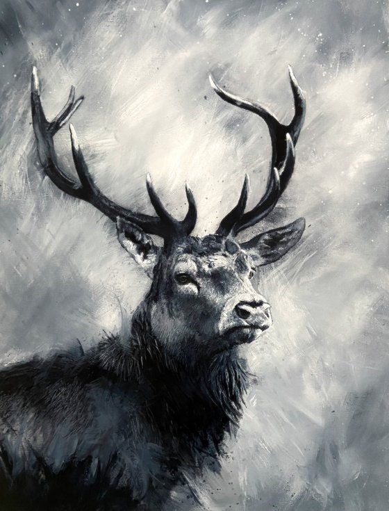 Blue Stag, original acrylic painting