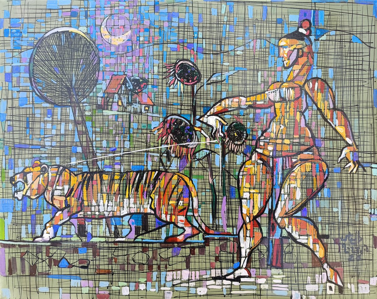 Expressive Oil Painting , A Walk Under The Moon By Meliq Khazaryan, 20 X 16, Artwork For Sale On Artfinder
