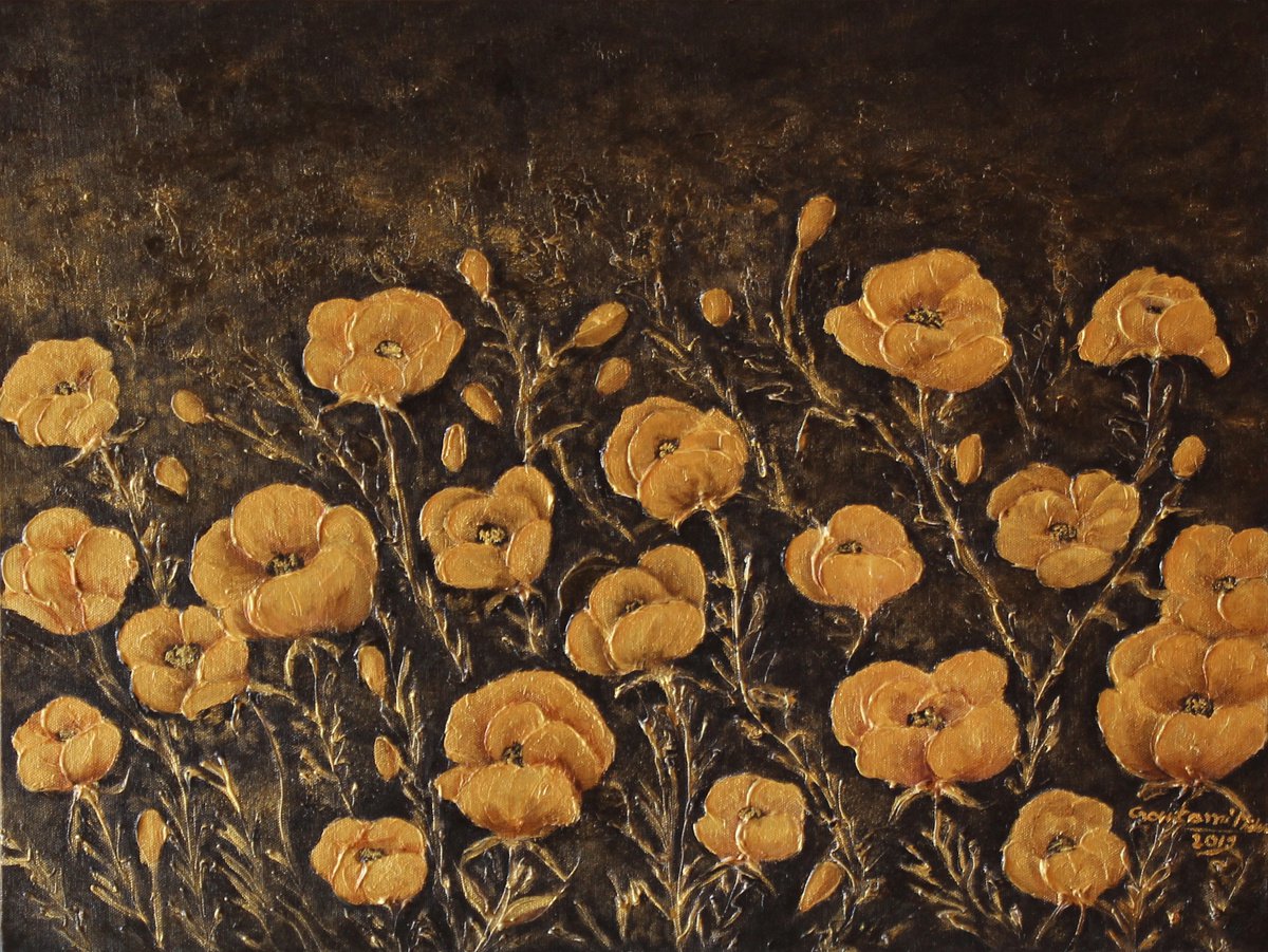 Poppy Flower Field by Goutami Mishra