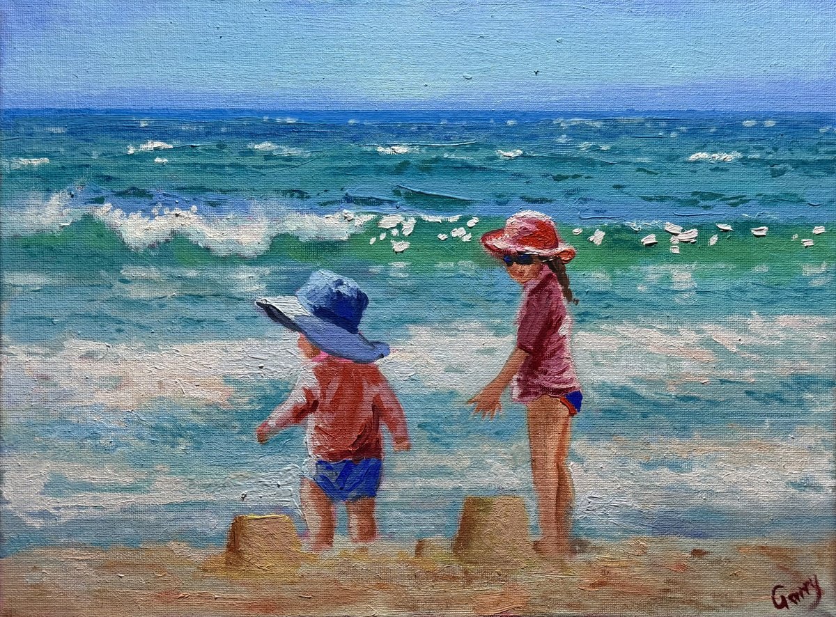 Impressionistic Landscape Oil Painting By Garry Arzumanyan, 16 X 12, The Beach 04, Original Artwork